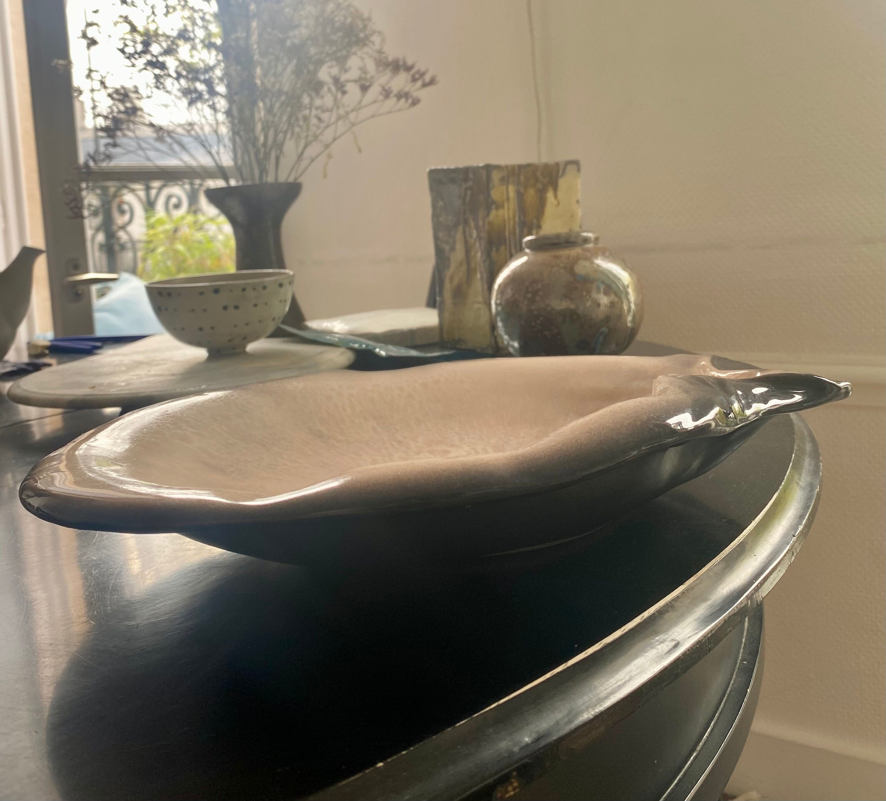 Earthenware dish by Paul Chambost