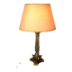 Ancien flambeau bronze laiton monté en lampe avec abat-jour, 44 cm C676