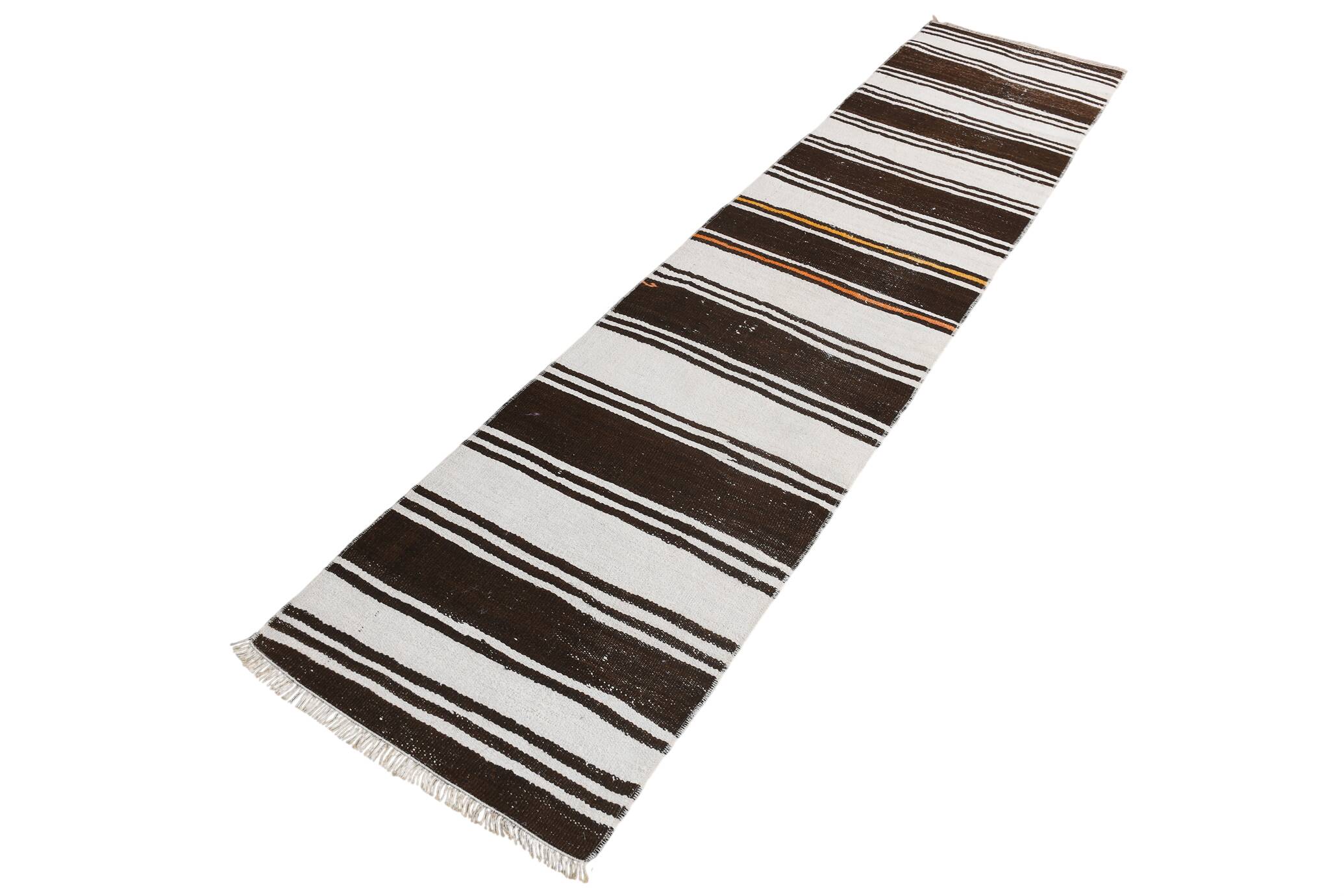 2x10 Modern Striped Turkish Kilim Runner Rug, 69x309Cm