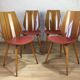 Lot of 4 chairs 1960s skai red compass feet