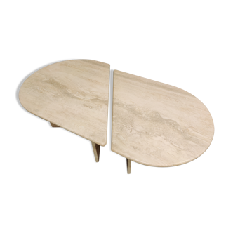 Pair of vintage travertine coffee tables or side tables, 1970s