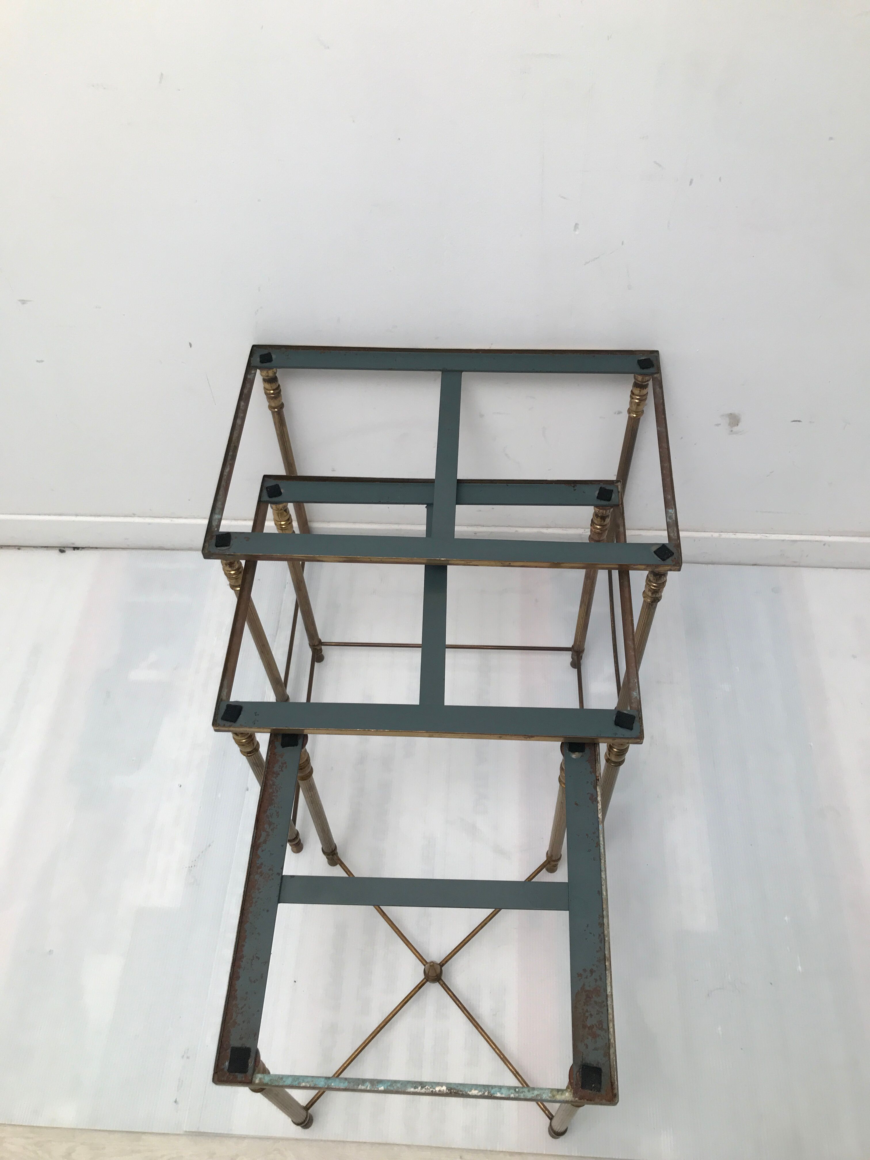 Tables with floorless smoked glass tray 50-60 years