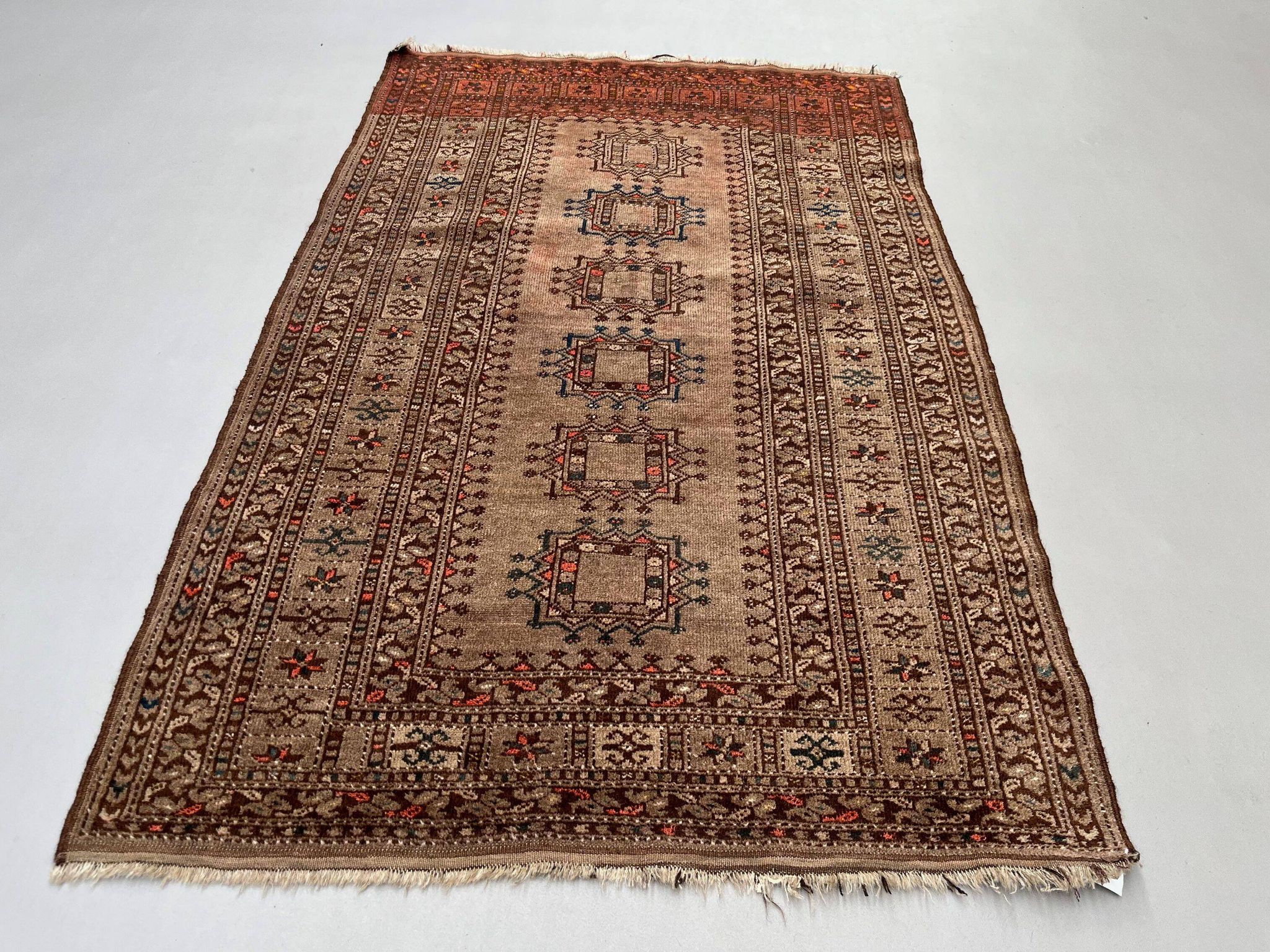 Vintage Afghan Turkoman village Rug 170x112 cm, Red, Black Tribal Medium