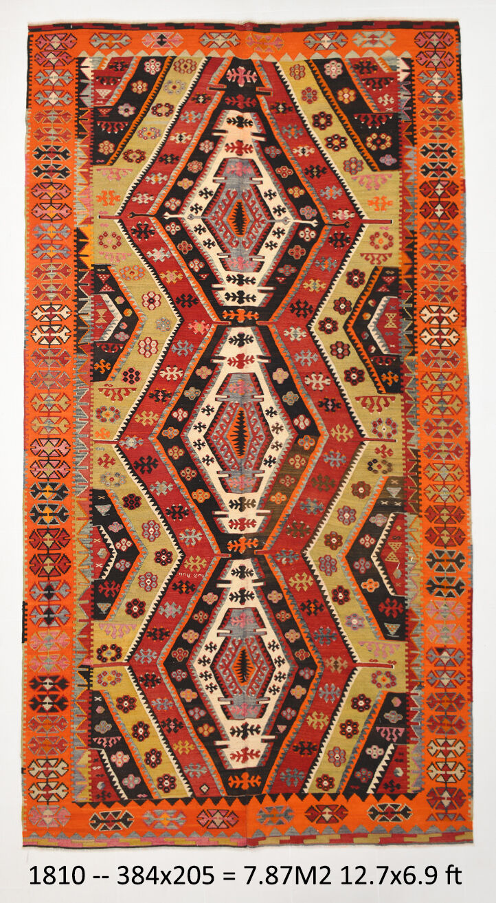 7x12 Scandinavian Kilim Rug, 205x384Cm