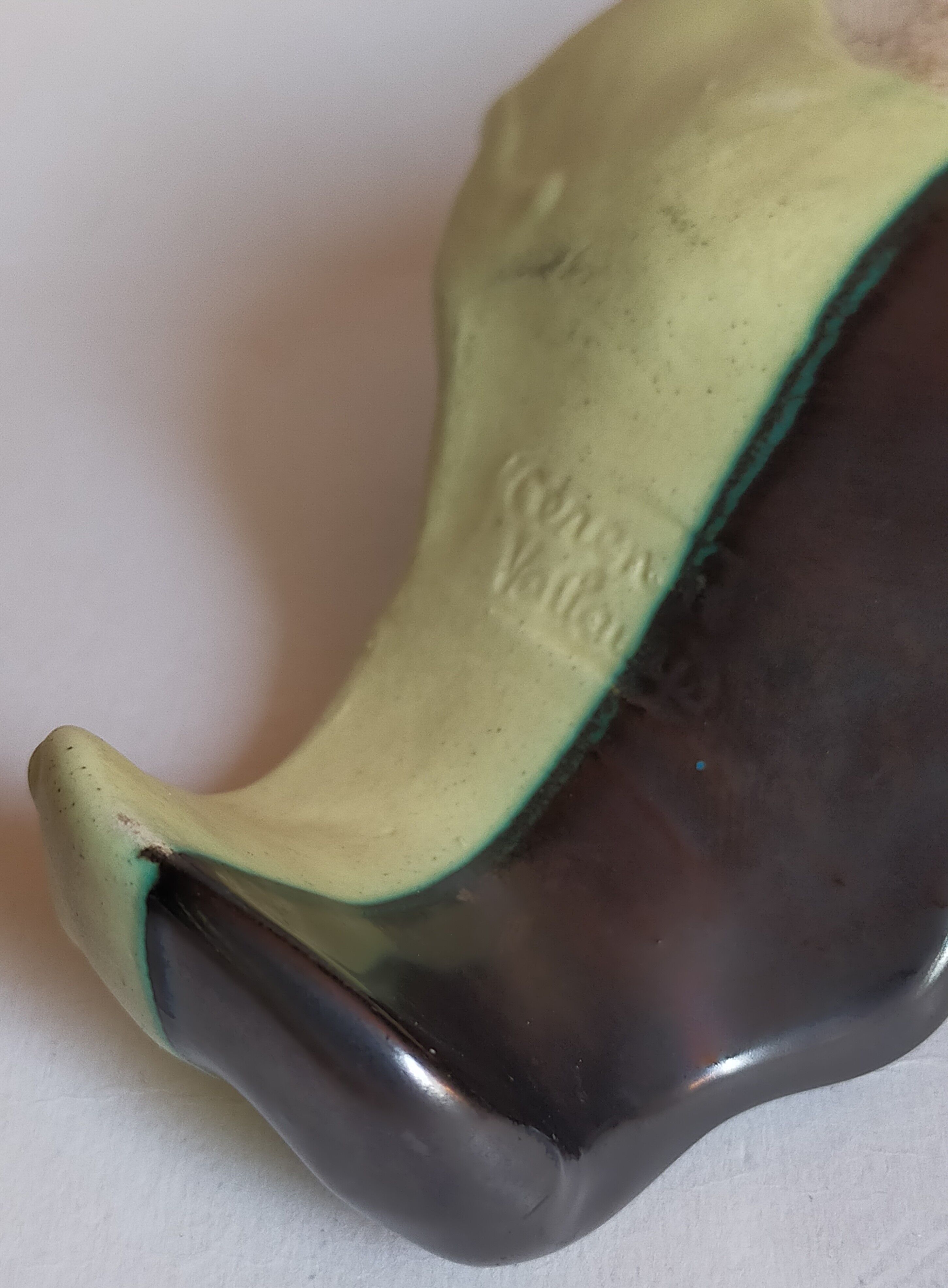 Cut empty-pockets ceramic two-tone atelier cerenne in vallauris 50s
