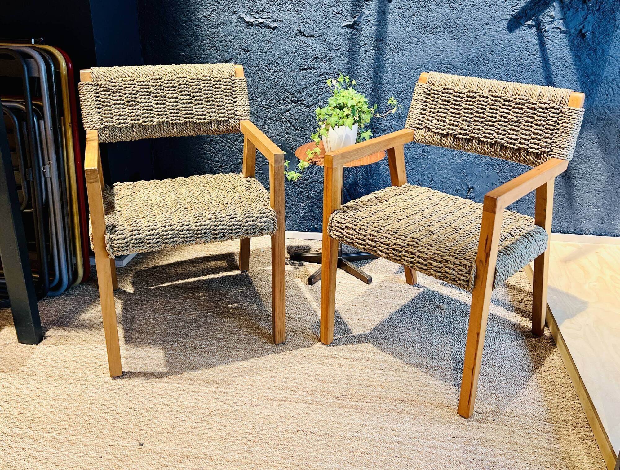 Pair of Olivier de Schrijver armchairs in water hyacinth