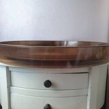 Mirror brown round plexiglass 70s 35cm