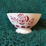 Bol ancien Digoin rose rouge