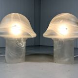 Lampes de table en verre champignon Peill & Putzler des années 1970