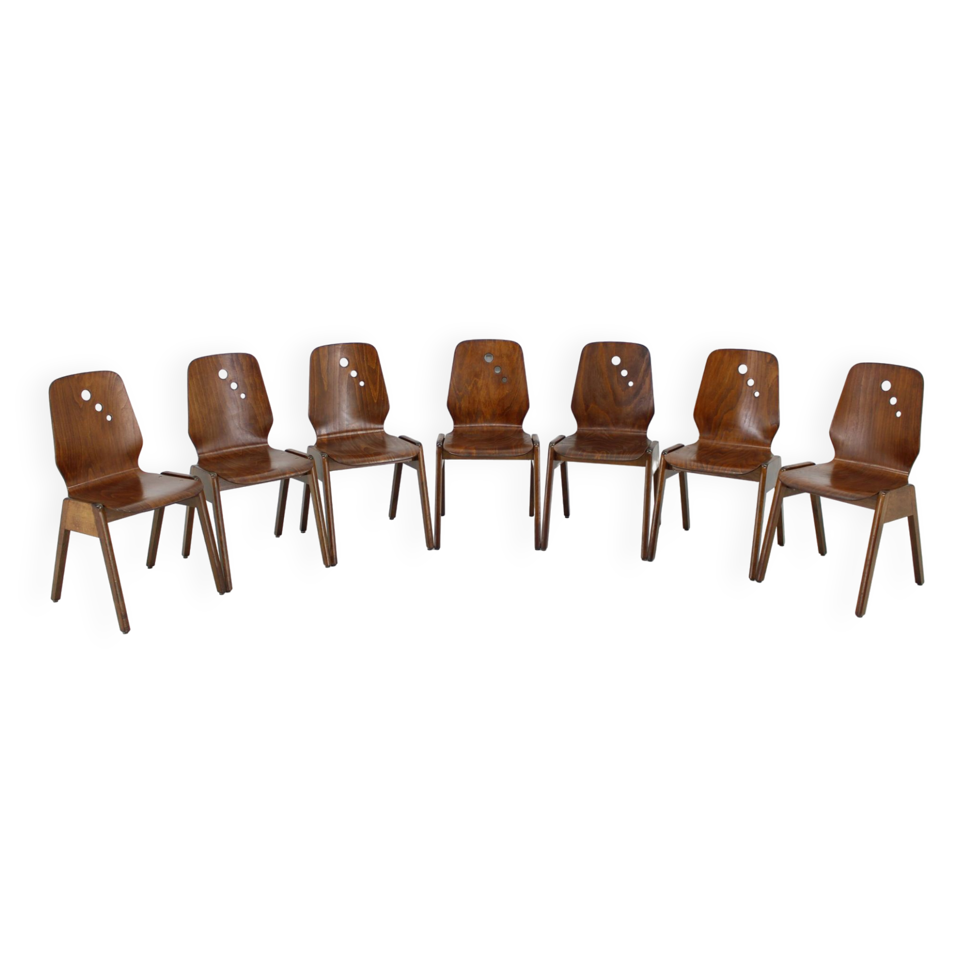 1970s Set of 7 Beech Stuckable Dining Chairs ,Germany