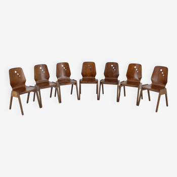 1970s Set of 7 Beech Stuckable Dining Chairs ,Germany