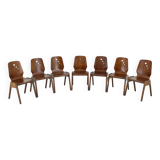 1970s Set of 7 Beech Stuckable Dining Chairs ,Germany
