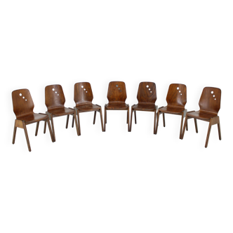 1970s Set of 7 Beech Stuckable Dining Chairs ,Germany