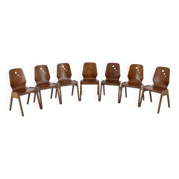1970s Set of 7 Beech Stuckable Dining Chairs ,Germany