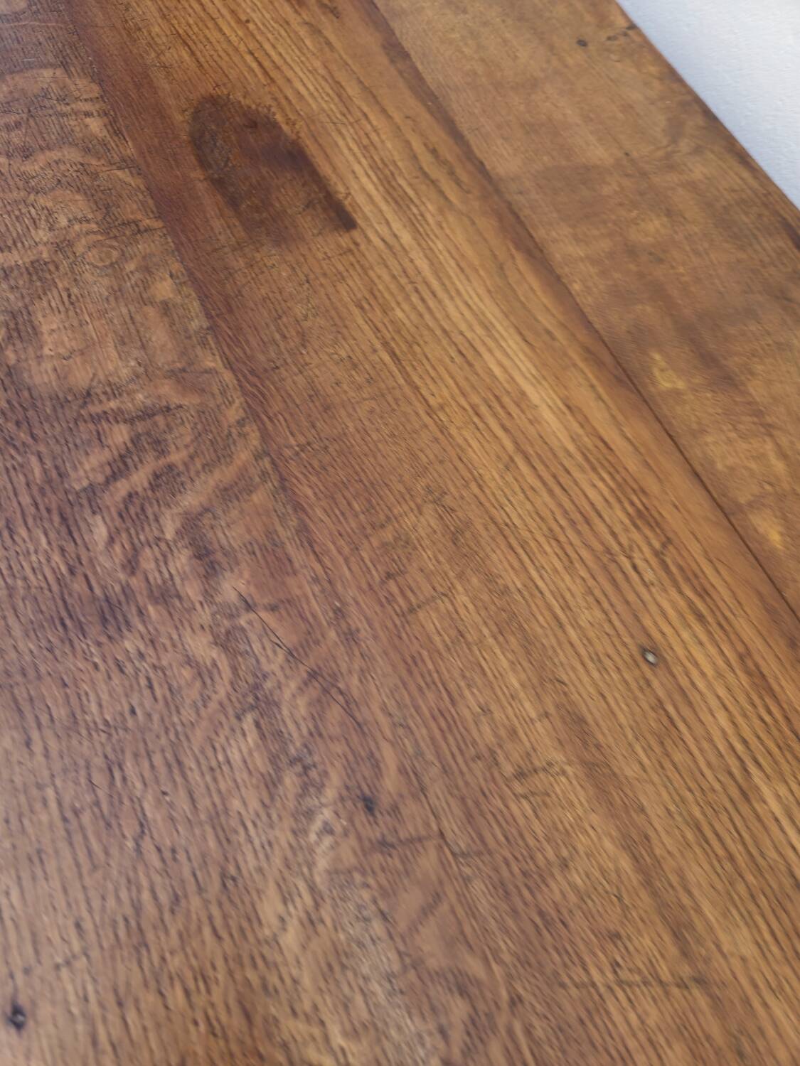 Rustic farmhouse coffee table with two drawers, solid oak, 19th century - 1.97m