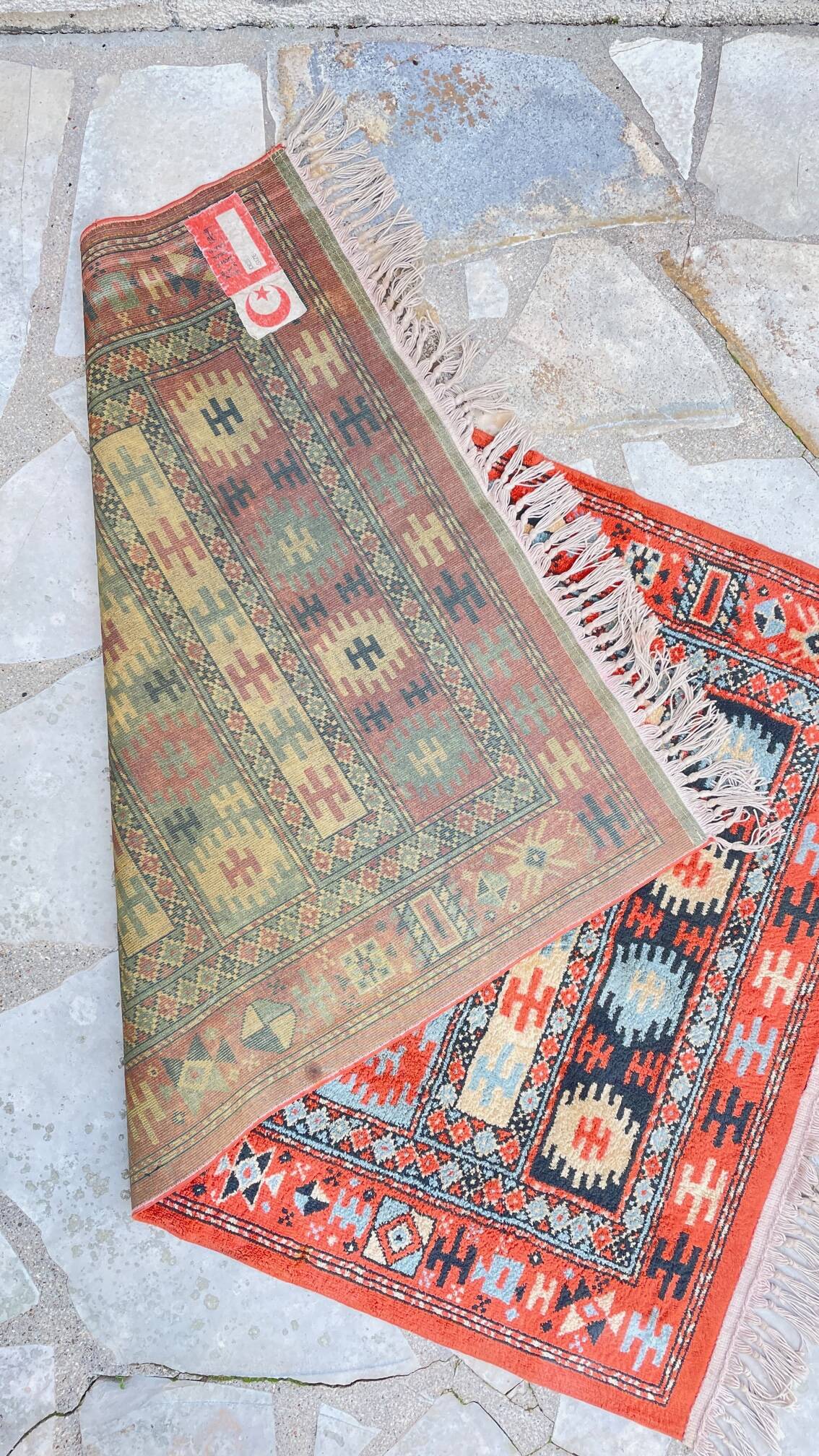 Vintage silk and cotton rug - 142 x 84cm