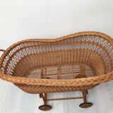 Vintage wicker cradle with 50-60s wheels
