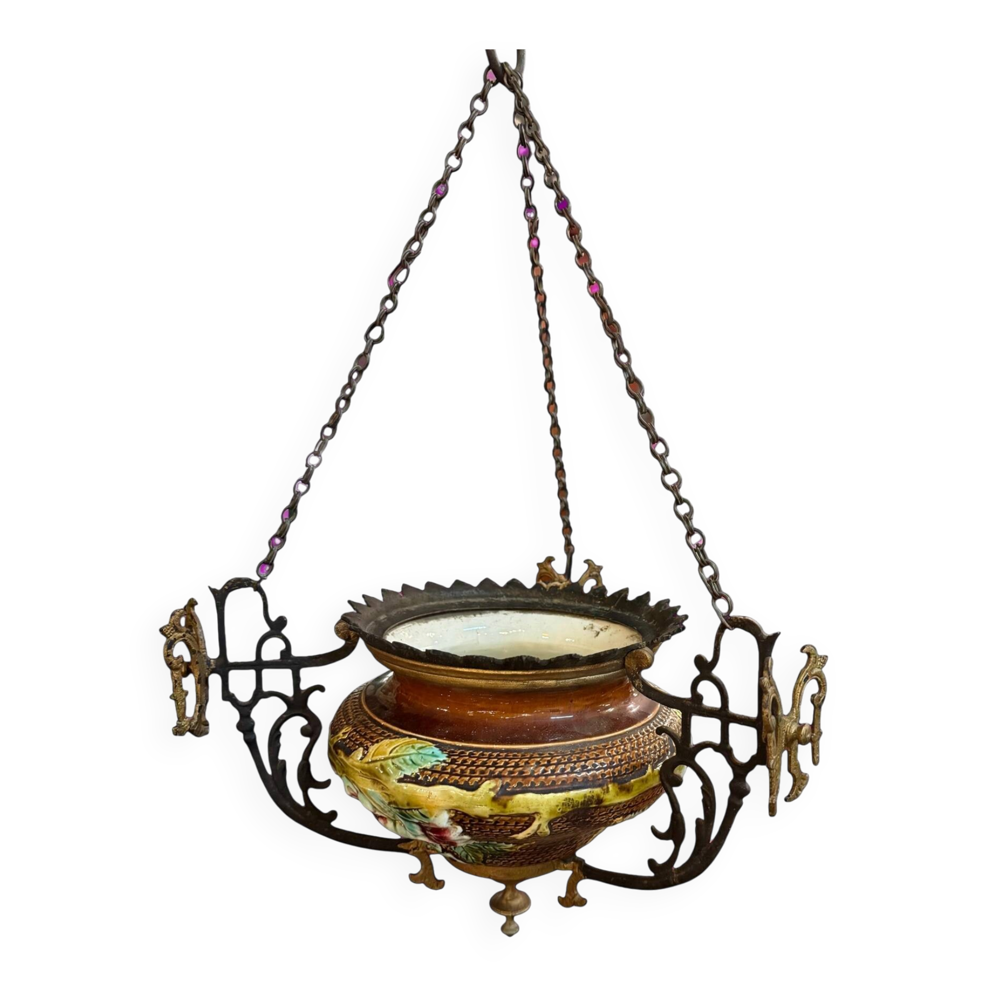 Hanging planter in earthenware