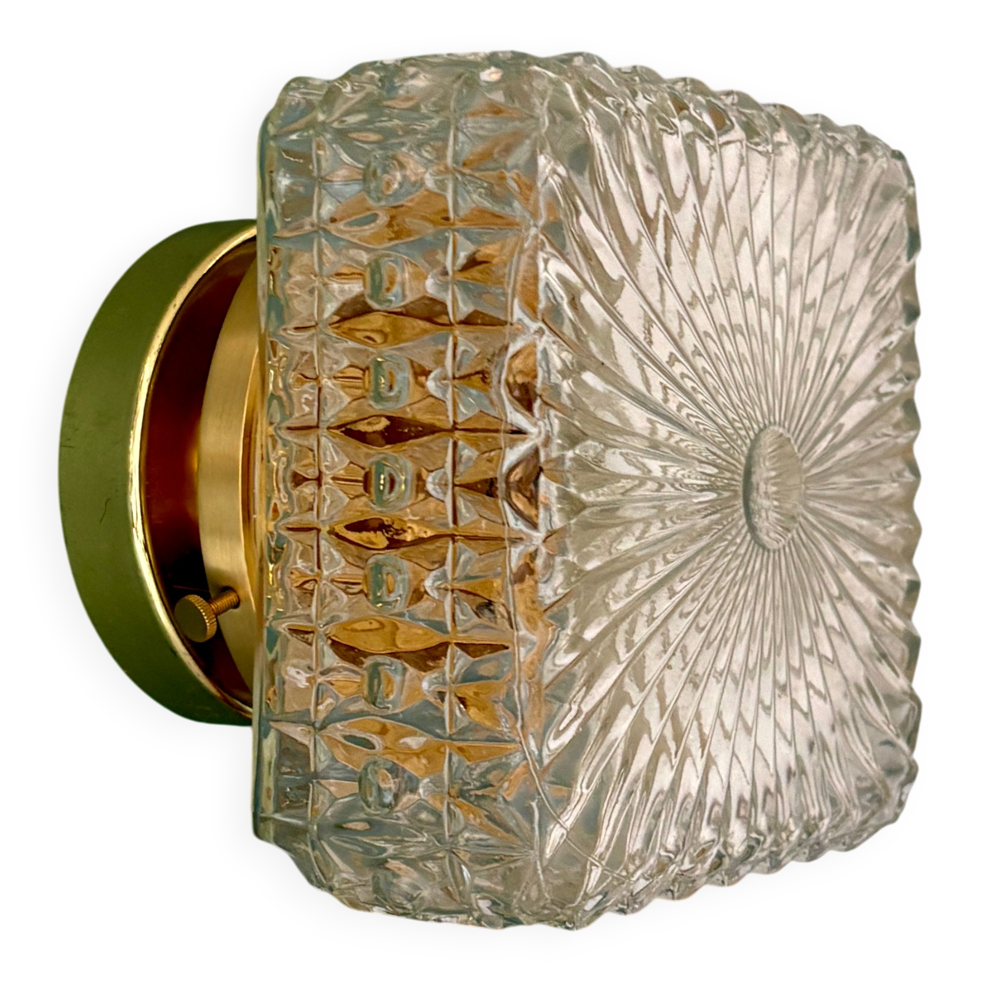 Vintage square glass globe wall/ceiling light.