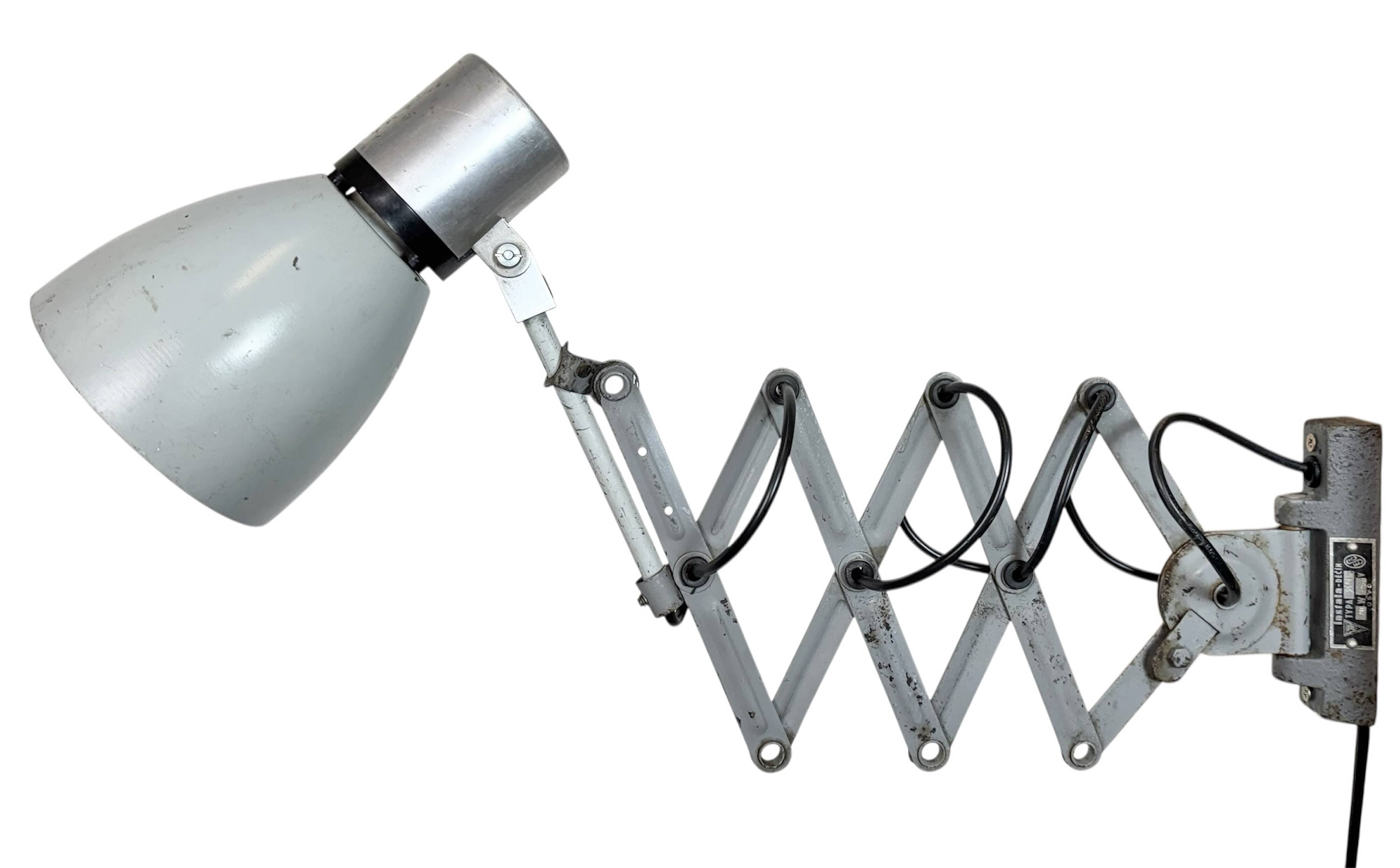 Industrial Grey Scissor Wall Lamp, 1960s