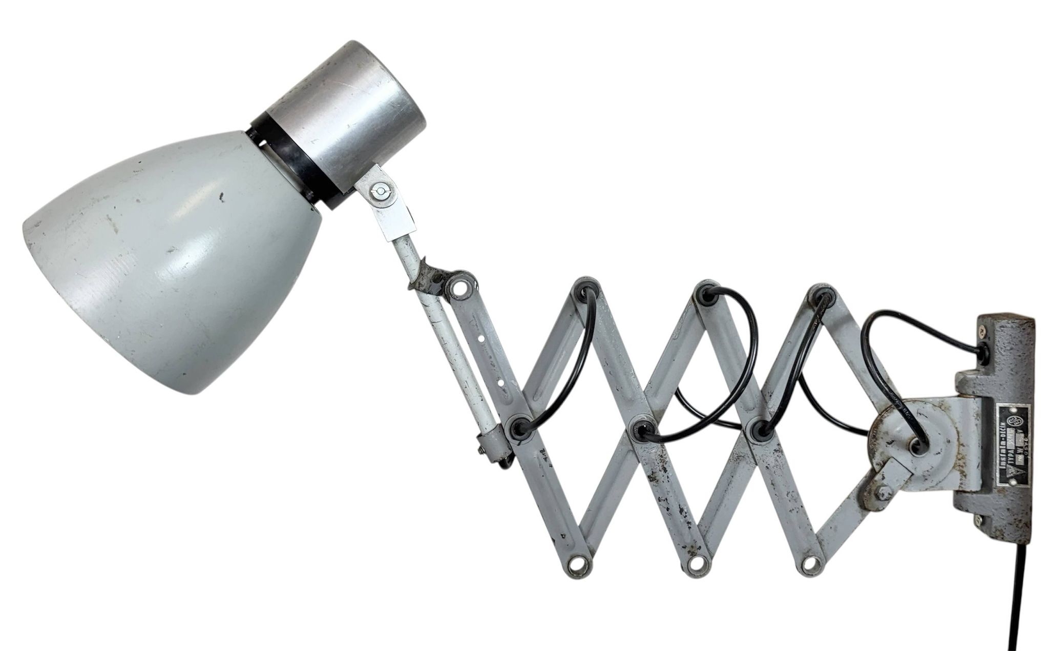 Industrial Grey Scissor Wall Lamp, 1960s