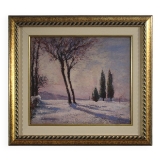 Italian snowy landscape painting signed and dated 1932