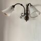 Bronze wall light with 2 lights and 2 granite glass tulips