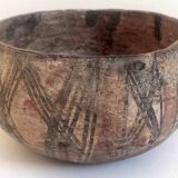 Large ethnic style bowl in orange terracotta, early 20th century