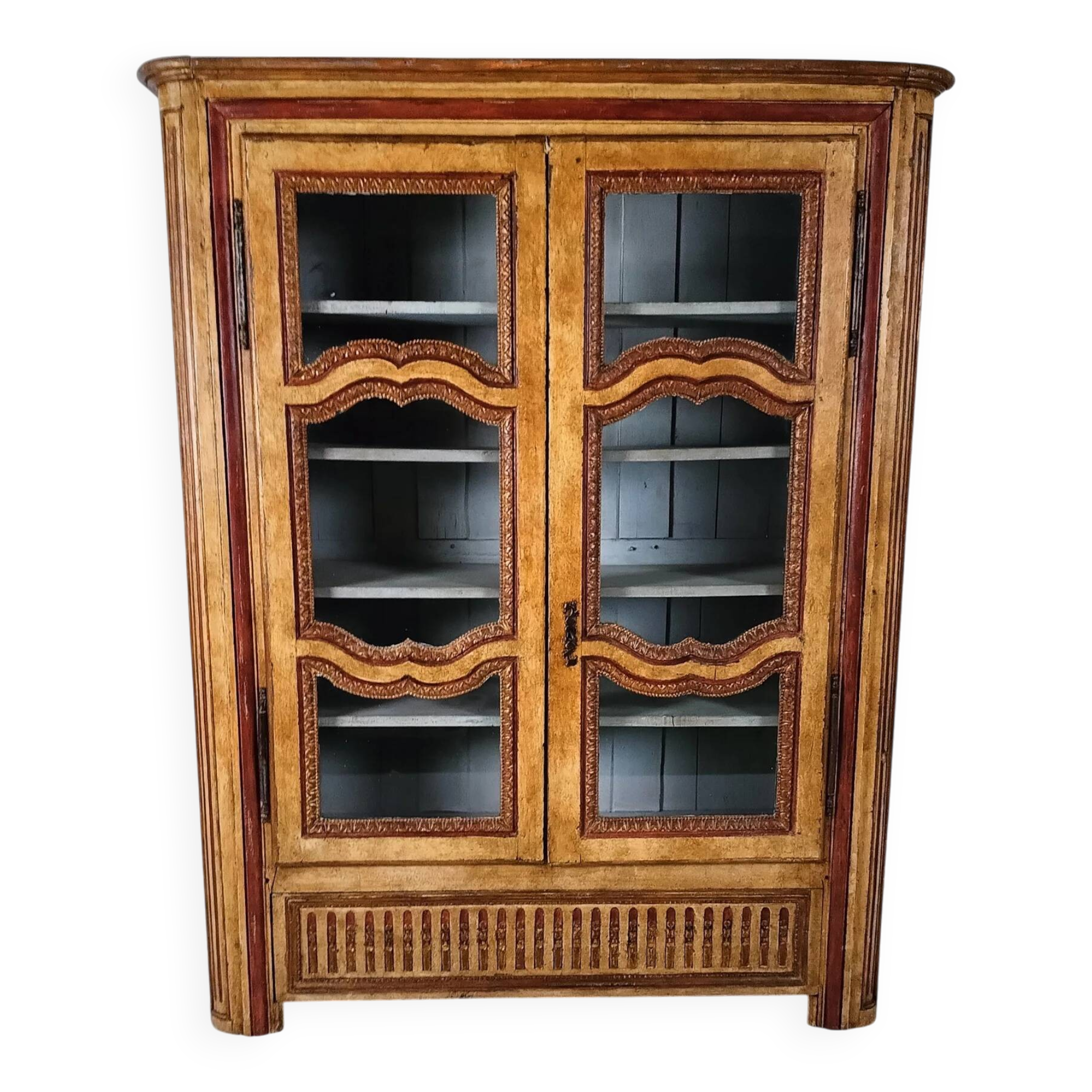 Vitrine française ancienne peinte