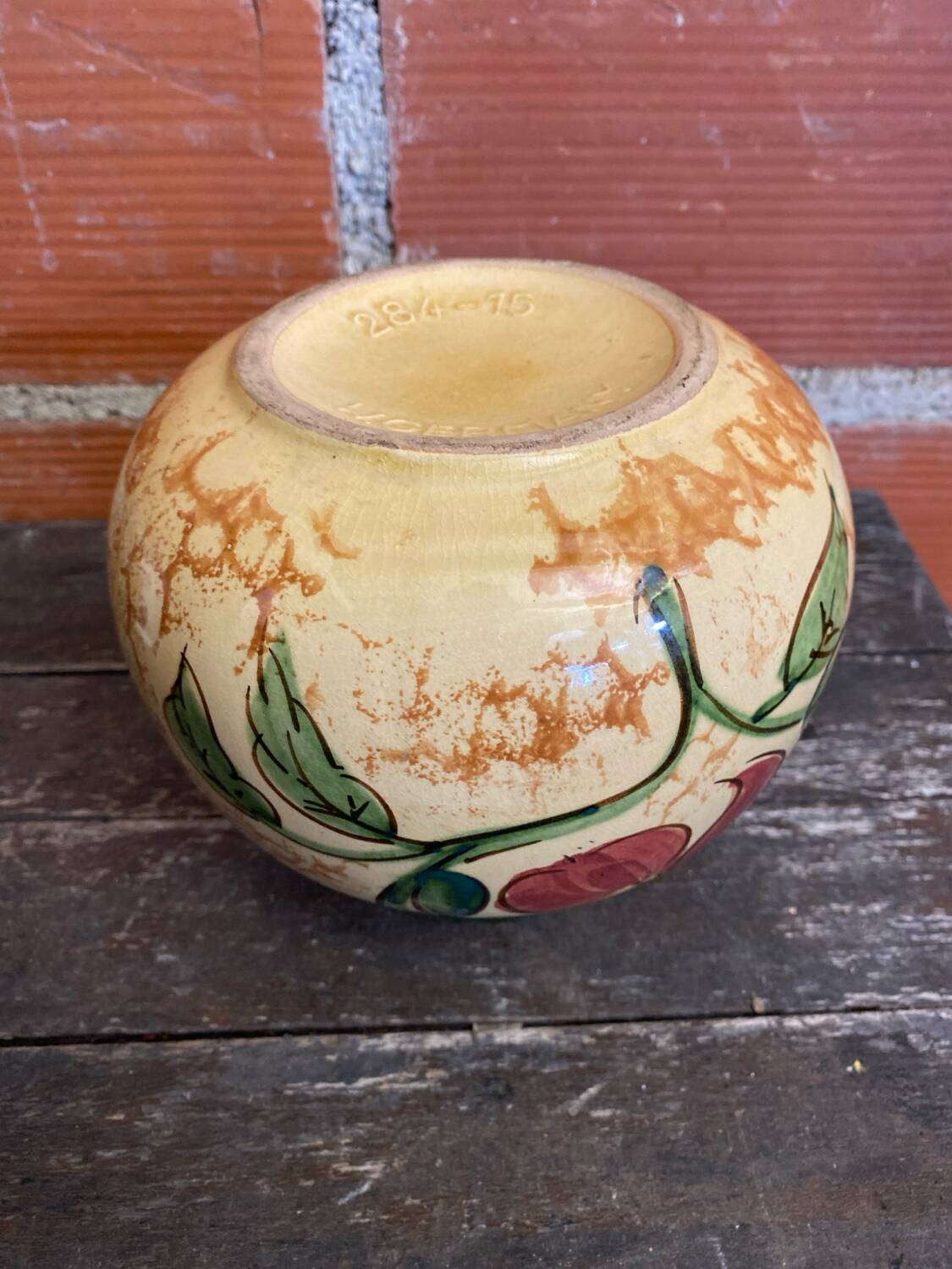 Vintage Polychrome Ceramic Ball Vase Flowers West Germany