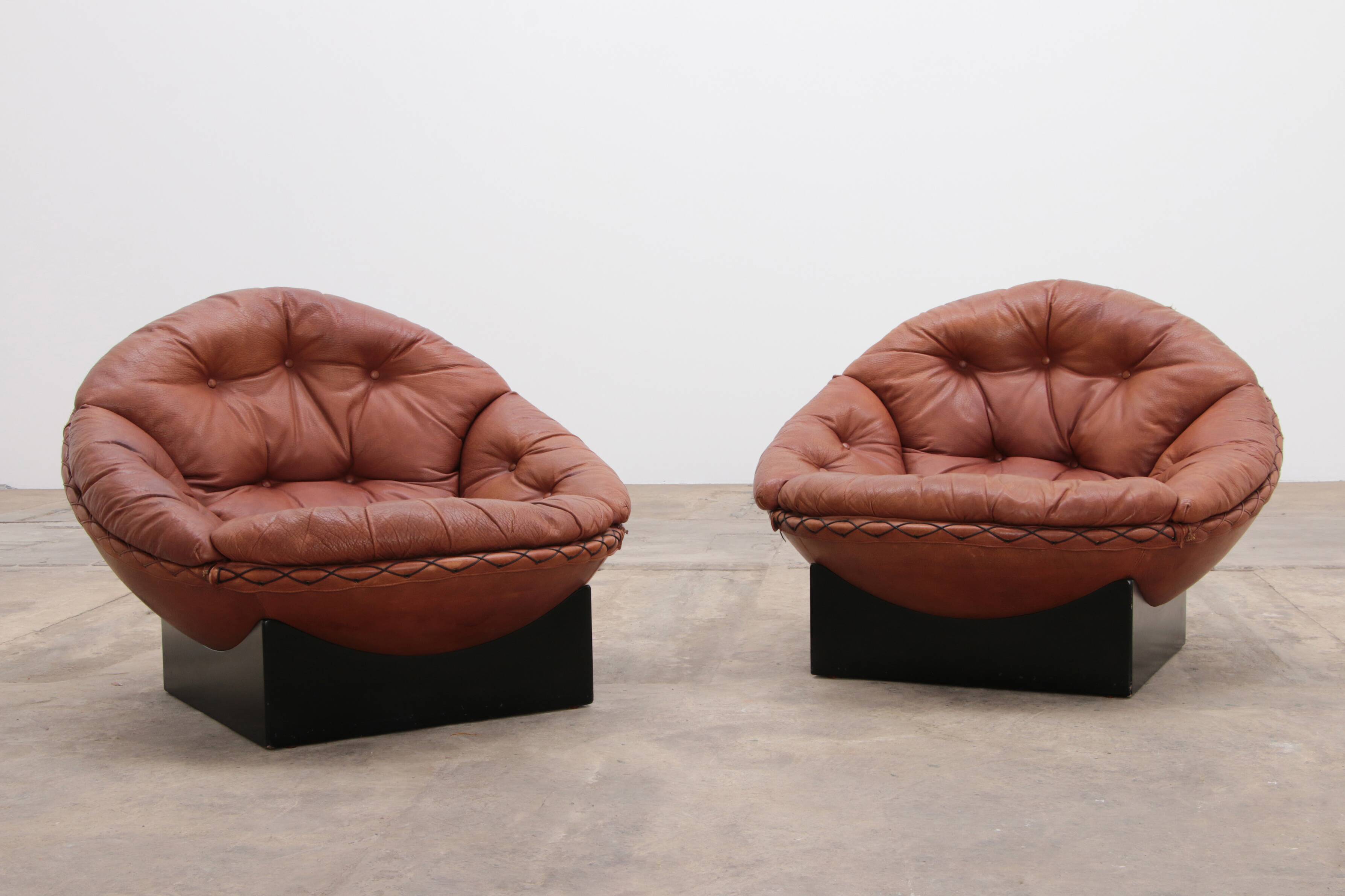 Lounge Set in Cognac color by Illum Wikkelsø for Ryesberg Møbler, 1970