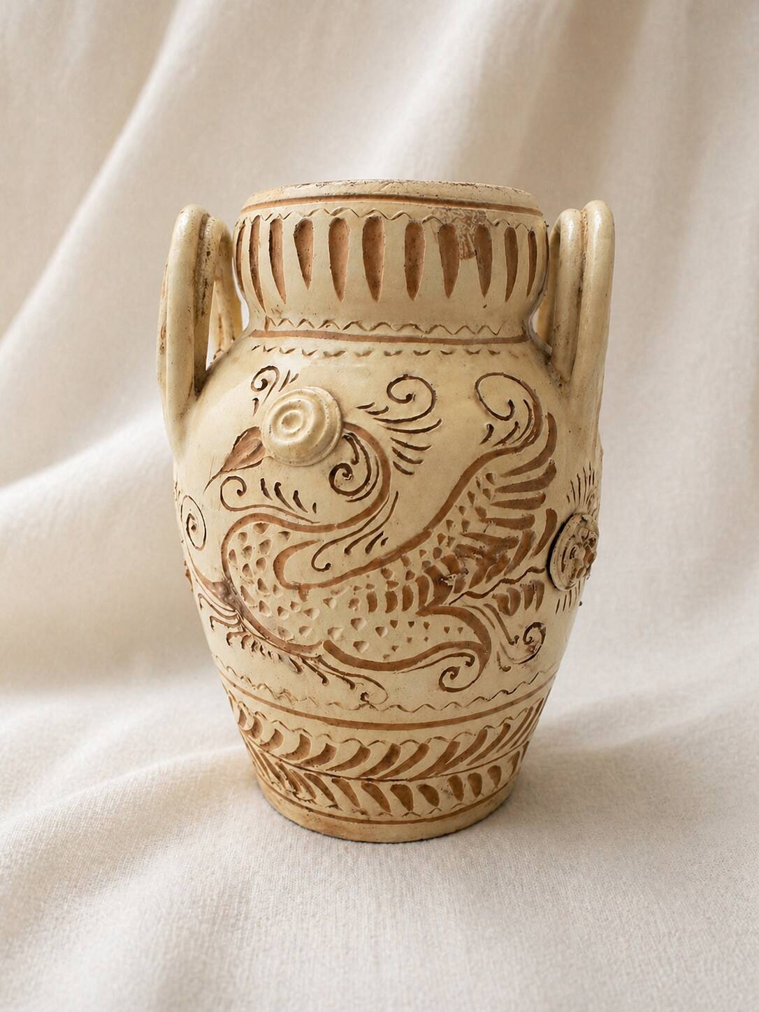 Sgraffito Neo-Archaic Vase - Signed FF Fanciullacci, 1950
