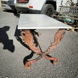 Cast iron and marble swan neck coffee table