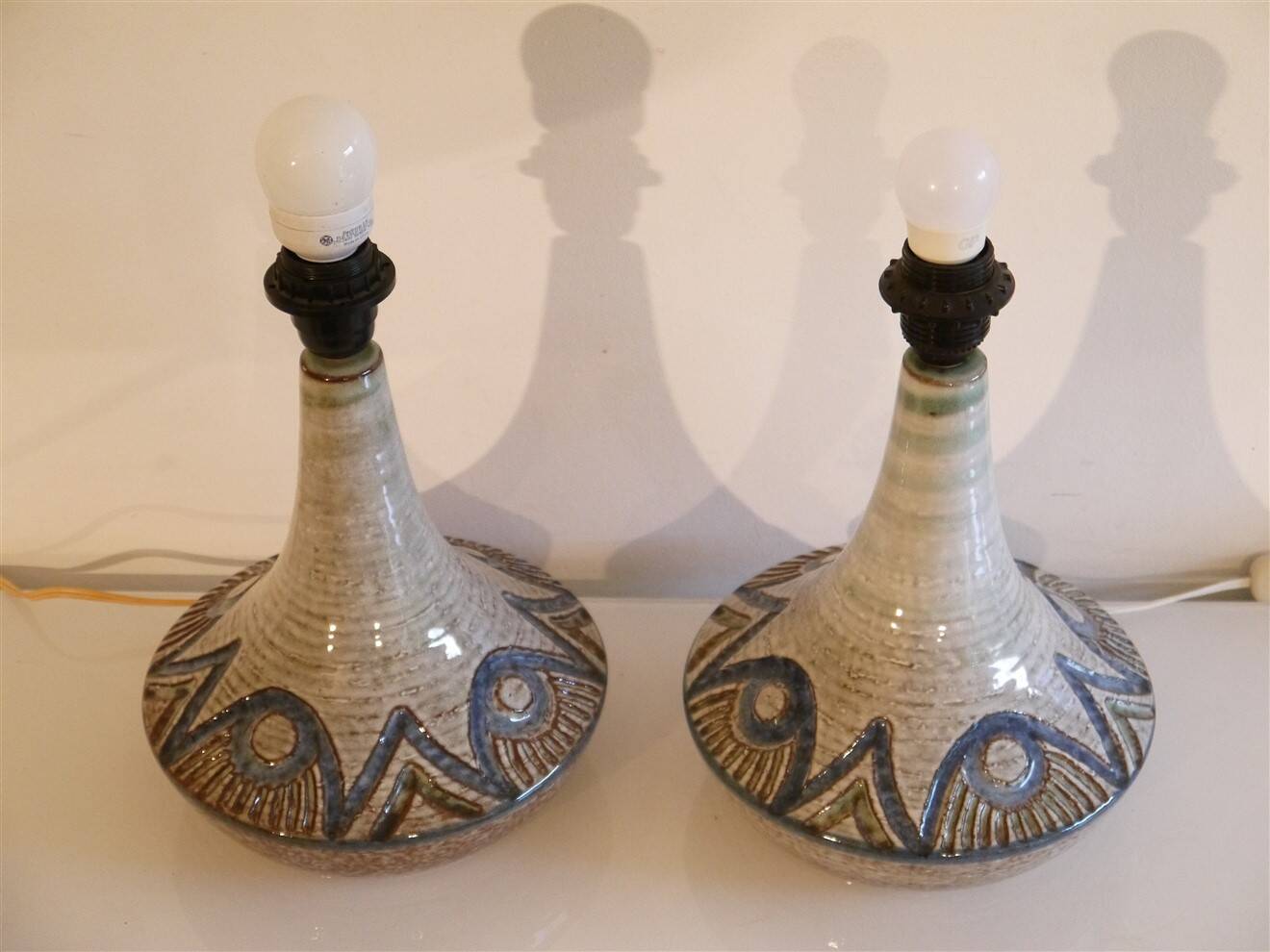 Pair of Danish ceramic lamps by Arne Fine Nielsen, 1970.