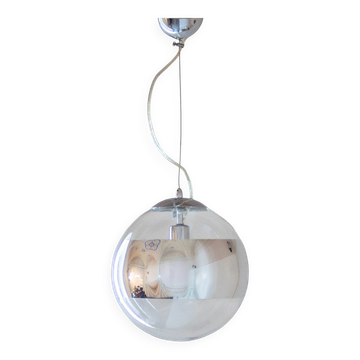 Suspension italie, en verre et métal argenté, années 1980.