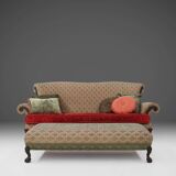 Large Victorian Sofa and Matching Ottoman, United Kingdom, 1890s