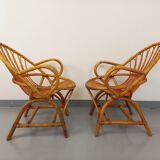 Pair of vintage rattan armchairs from the 60s