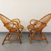 Pair of vintage rattan armchairs from the 60s