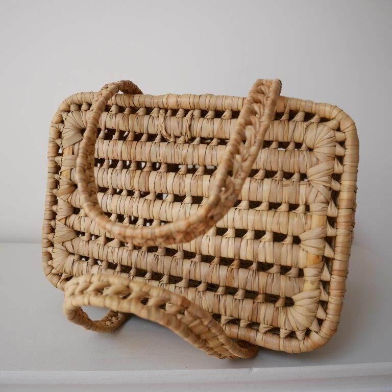 Basket made of woven palm leaves