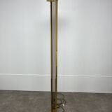 70s floor lamp in brass and smoked plexiglass, Hollywood Regency