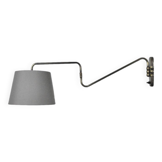 Danish Brass Swing Arm Wall Lamp, 1950s