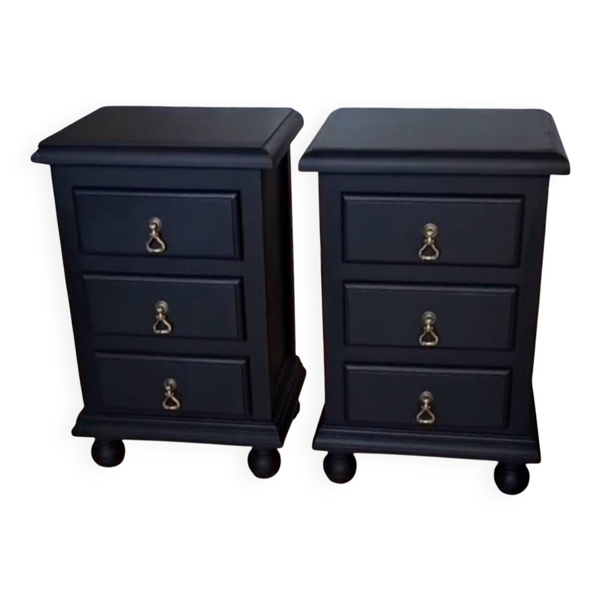 Tables de chevet Mid-Century Modern restaurées – Noir et bronze