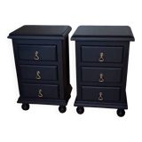 Tables de chevet Mid-Century Modern restaurées – Noir et bronze