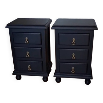 Tables de chevet Mid-Century Modern restaurées – Noir et bronze