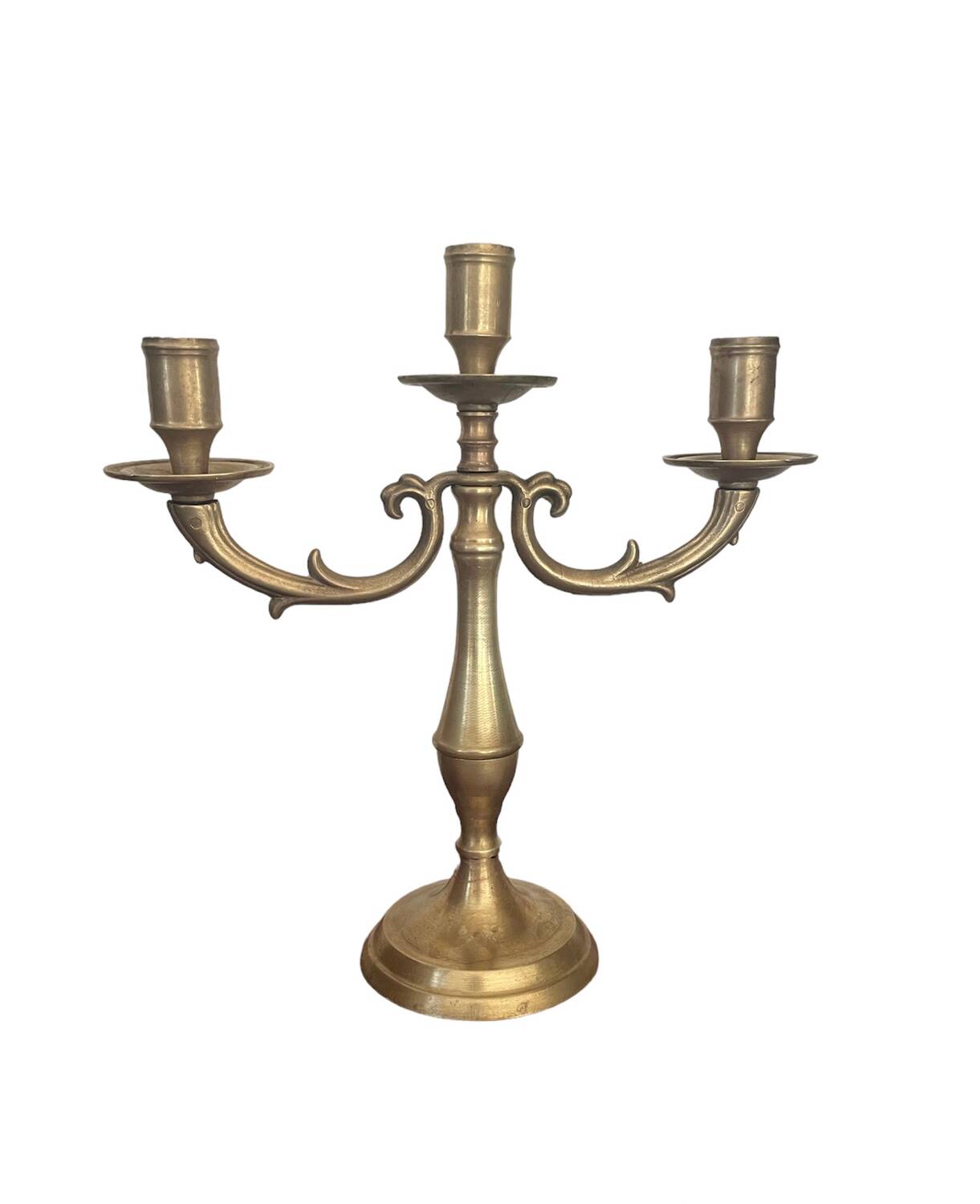 Vintage brass three-light candlestick
