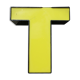 Lettre T d'enseigne industrielle jaune et noire