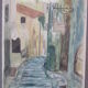 Aquarelle montée de l'eglise à st paul de vence (alpes maritimes 06) signed pierre dumont 1975, frame