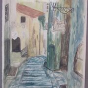 Aquarelle montée de l'eglise à st paul de vence (alpes maritimes 06) signed pierre dumont 1975, frame