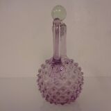 Italian pink bubble glass decanter with stopper, 1960s