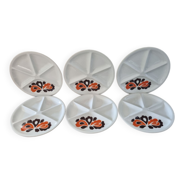Assiettes Le Creuset pour fondue de 1970